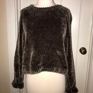 Crew Neck Chenille Velvet Sweater